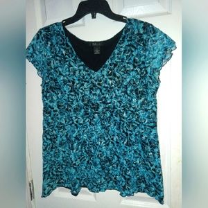 Style&Co. Size large short sleeve blouse black and mixture of blues